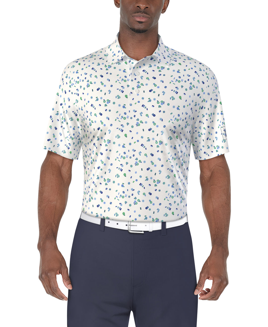 UMBRELLA GEO PRINTED POLO (Bright White) 