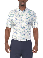 Umbrella Geo Print Golf Polo (Bright White) 