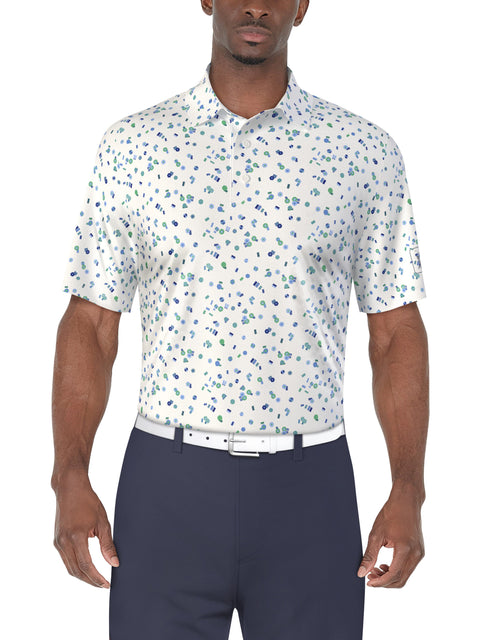 Umbrella Geo Print Golf Polo (Bright White) 