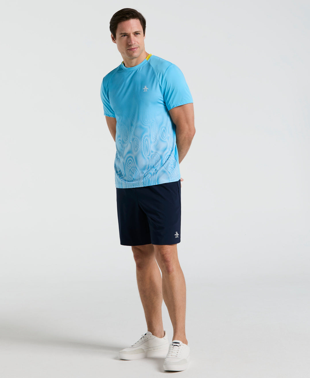 Ventilated Ombre Print Tennis Tee (Blue Grotto) 