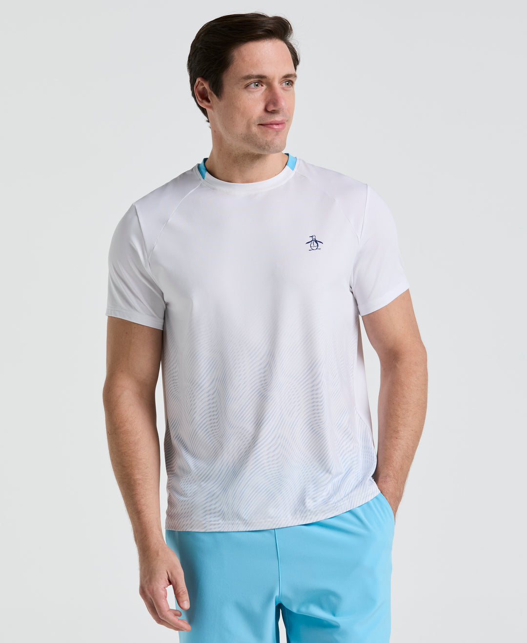 Ventilated Ombre Print Tennis Tee (Bright White) 
