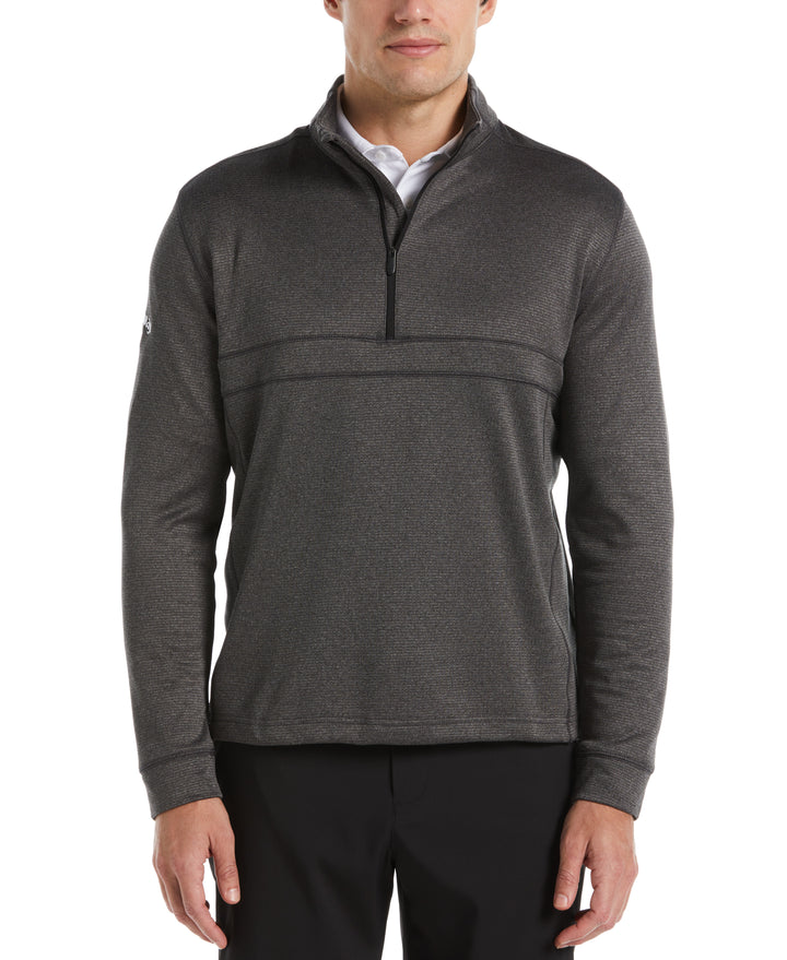 Waffle 1/4 Zip Golf Pullover (Black Heather) 