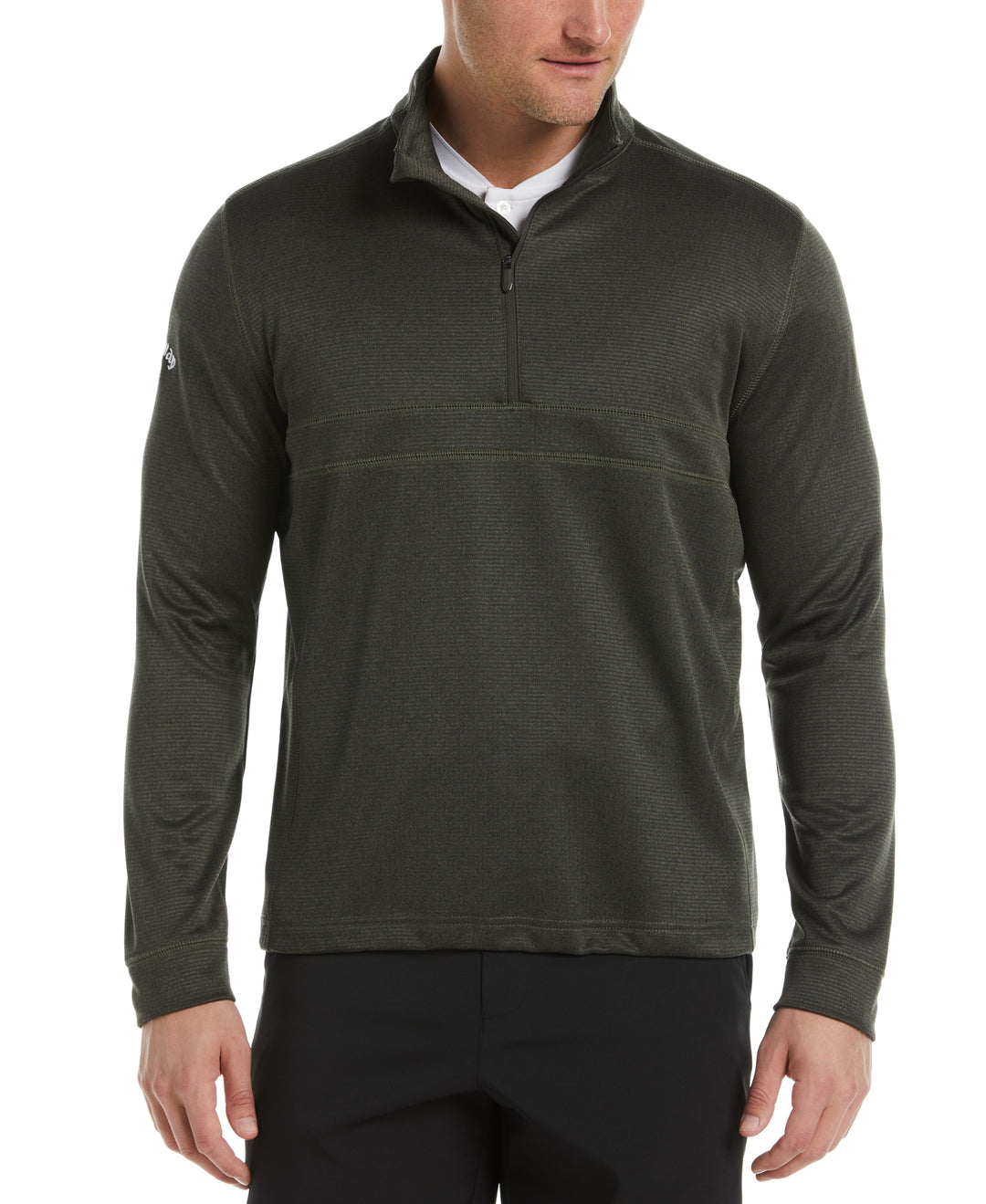 Waffle 1/4 Zip Golf Pullover (Dk Lichen Htr) 