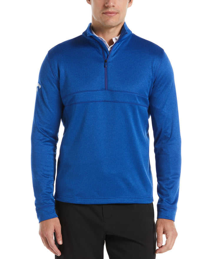 Waffle 1/4 Zip Golf Pullover (Mazarine Bl Htr) 