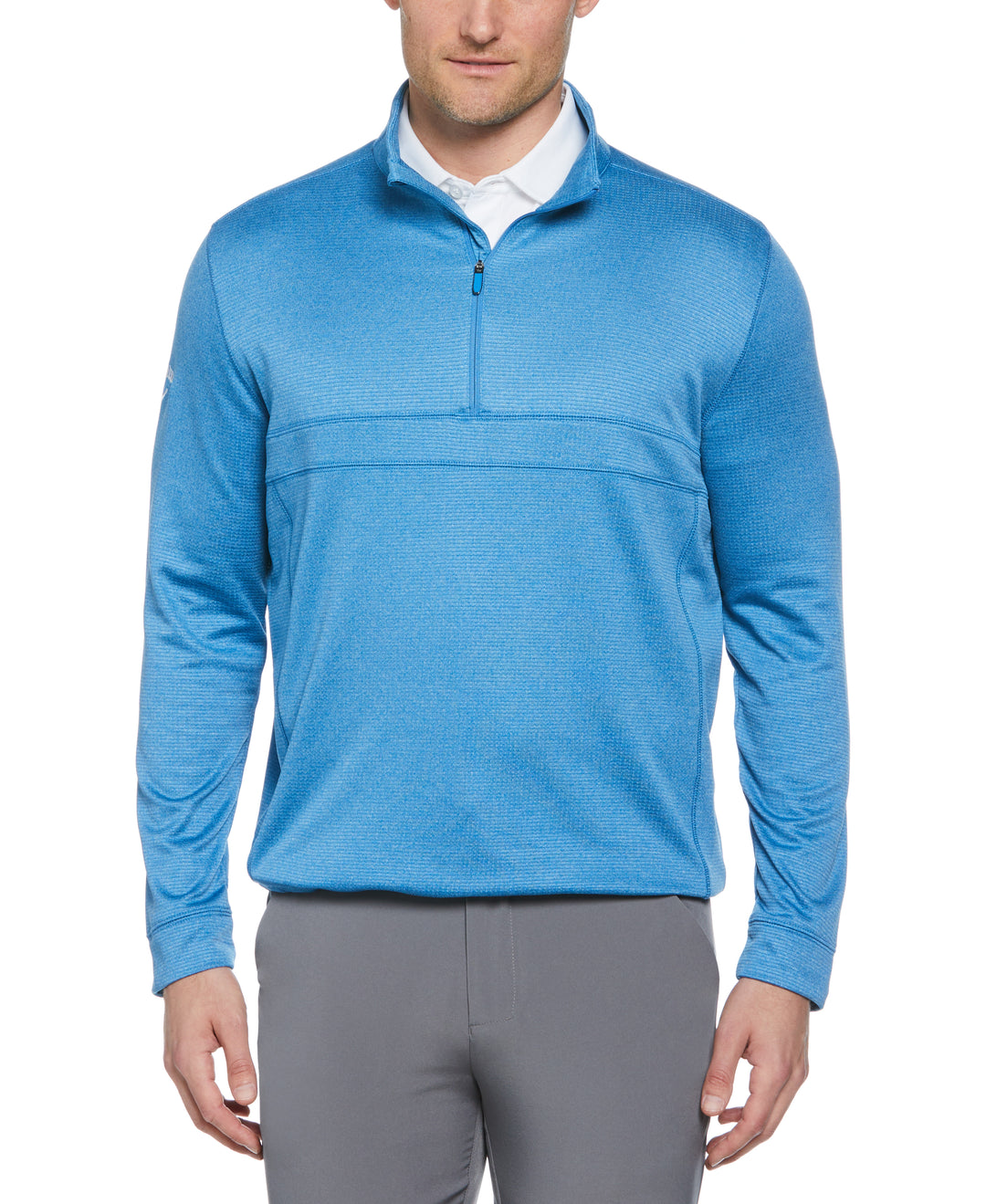 Waffle 1/4 Zip Golf Pullover (Vallarta Blue Htr) 