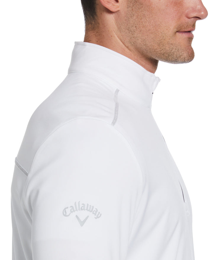 Mens Water Repellent 1/4 Zip Mock (White) 