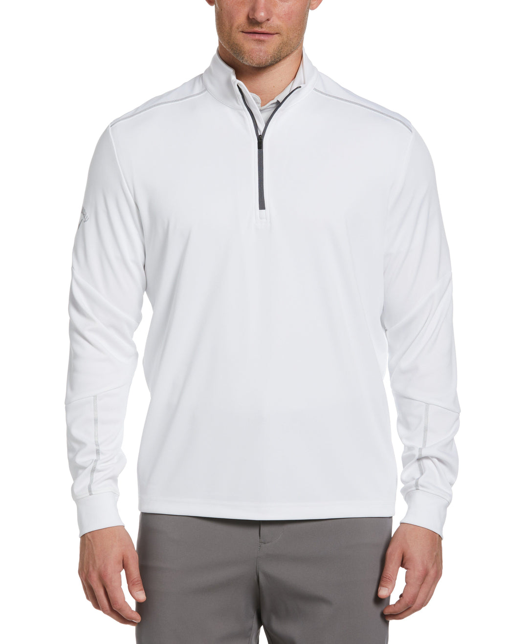 Mens Water Repellent 1/4 Zip Mock (White) 