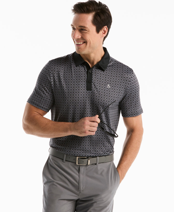 Windowpane Print Polo (Caviar) 