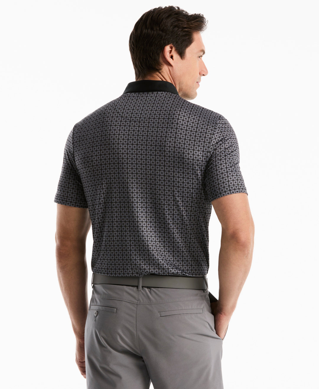 Windowpane Print Polo (Caviar) 