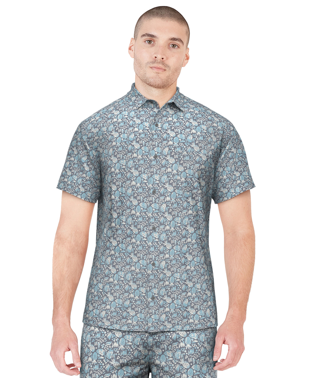 Woven Pineapple Print Golf Shirt (Tradewinds) 