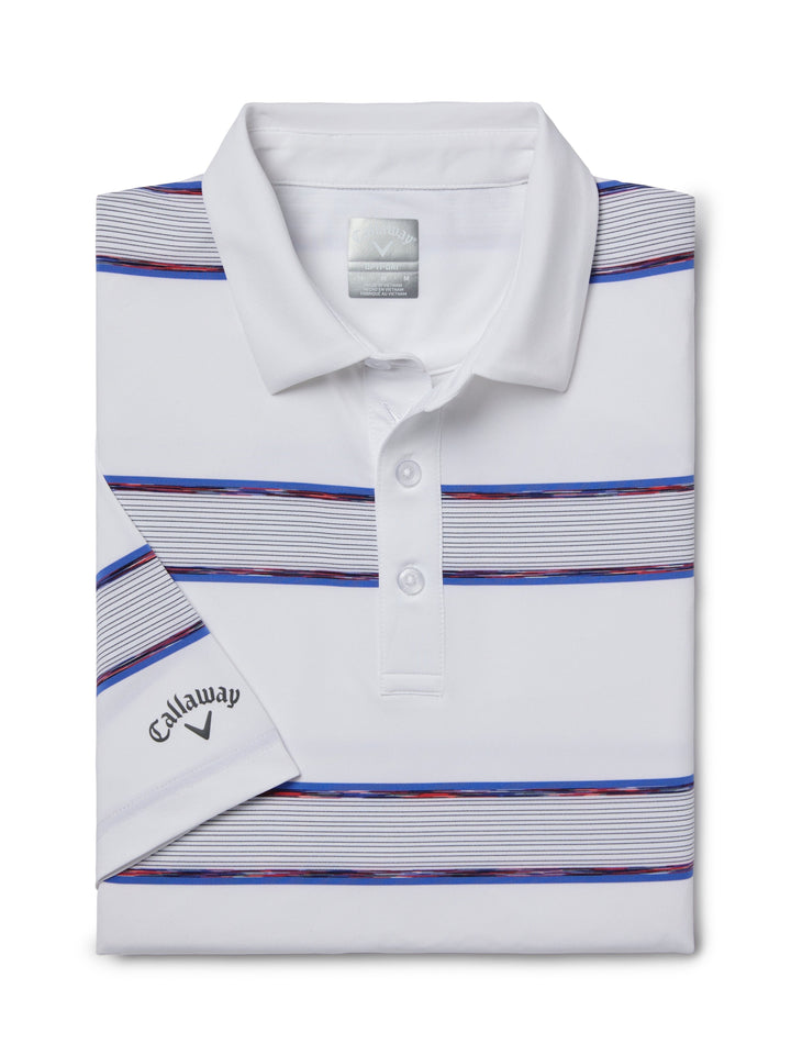 Yarn Dyed Space Dye Filtered Stripe Golf Polo (Bright White) 