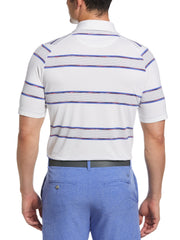 Yarn Dyed Space Dye Filtered Stripe Golf Polo (Bright White) 