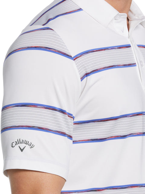 Yarn Dyed Space Dye Filtered Stripe Golf Polo (Bright White) 