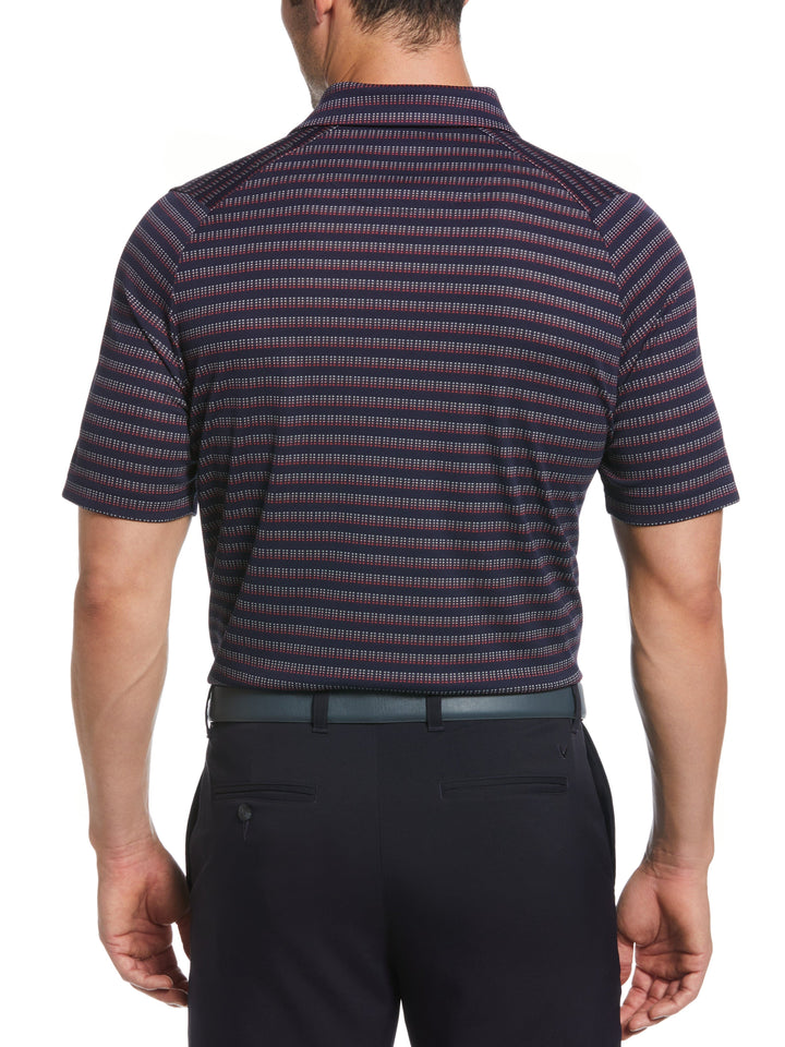 Yarn Dyed Ventilated Jacquard Stripe Golf Polo (Peacoat) 