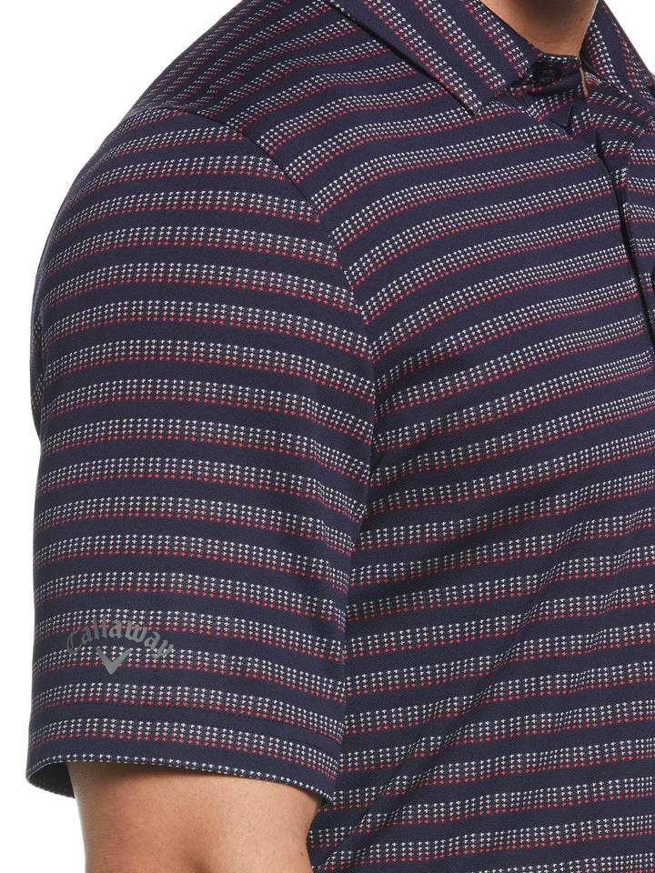 Yarn Dyed Ventilated Jacquard Stripe Golf Polo (Peacoat) 