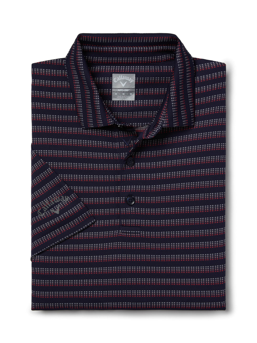 Yarn Dyed Ventilated Jacquard Stripe Golf Polo (Peacoat) 