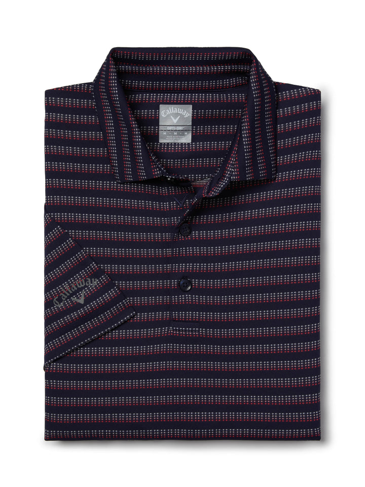 Yarn Dyed Ventilated Jacquard Stripe Golf Polo (Peacoat) 