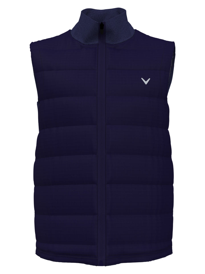 Mixed Media Full Zip Puffer Golf Vest (Peacoat Heather) 