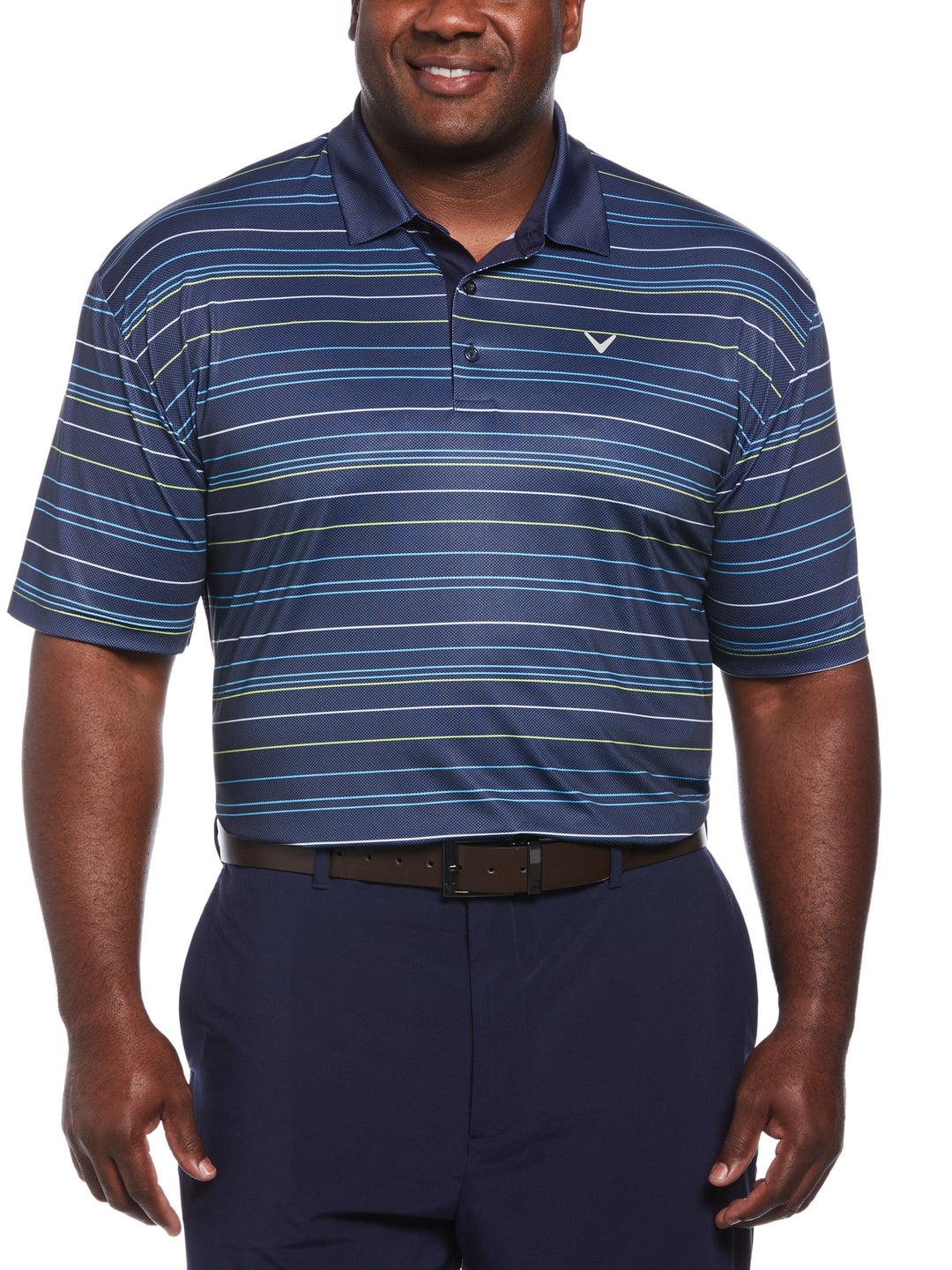 Mosaic Stripe Golf Polo (Peacoat) 