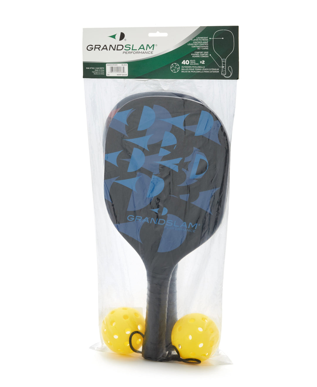 Pickleball Paddle and Ball Set (Black) 