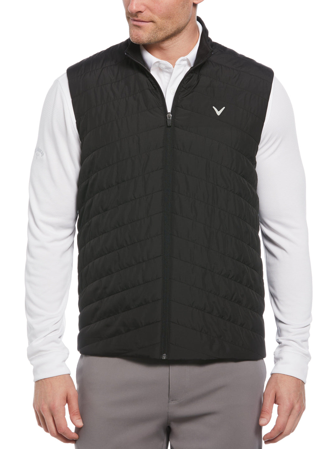 Quilted Full Zip Puffer Golf Vest (Caviar) 