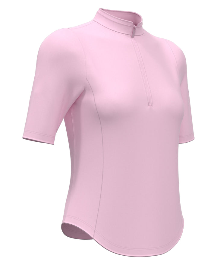 Women's Zip Mock Golf Shirt (Pink Tulle) 