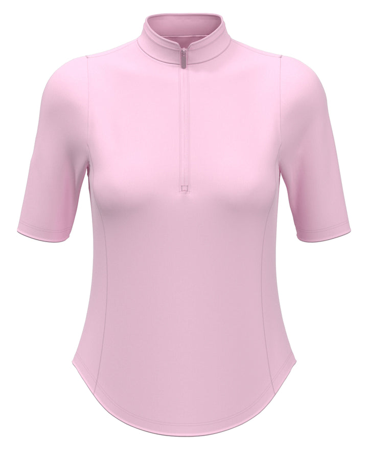 Women's Zip Mock Golf Shirt (Pink Tulle) 
