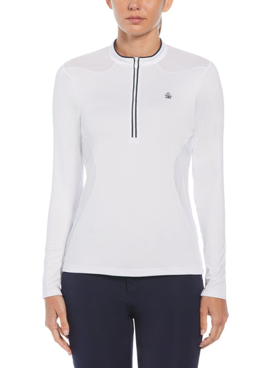 1/4 Zip Layering Long Sleeve Golf Shirt (Bright White) 