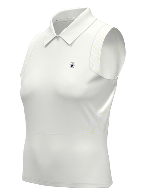1/4 Zip Mesh Block Sleeveless Golf Polo Shirt (Bright White) 