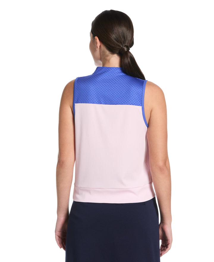 Women's 1/4 Zip Mesh Yoke Golf Shirt (Pink Tulle) 