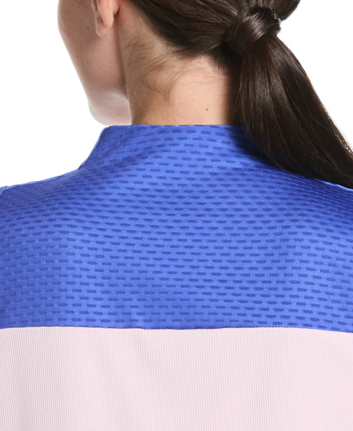 Women's 1/4 Zip Mesh Yoke Golf Shirt (Pink Tulle) 