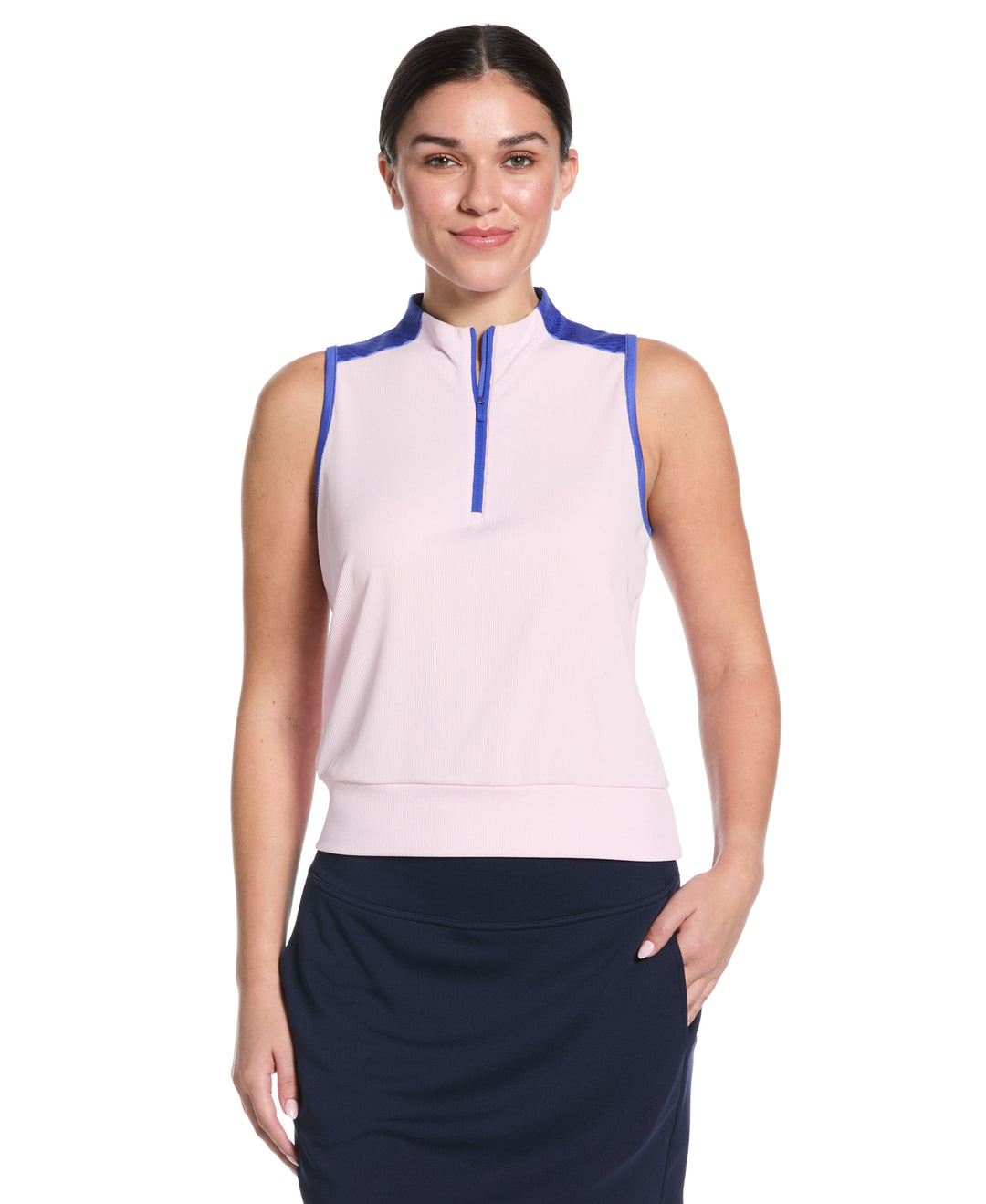 Women's 1/4 Zip Mesh Yoke Golf Shirt (Pink Tulle) 