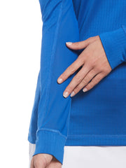 1/4 Zip Seams Long Sleeve Top (Baleine Blue) 