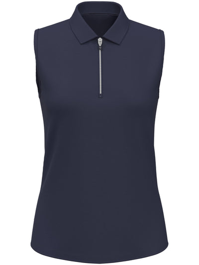 Women's 1/4 Zip Solid Sleeveless Golf Polo