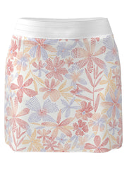 16" Abstract Floral Print Color Block Golf Skort (Bittersweet) 