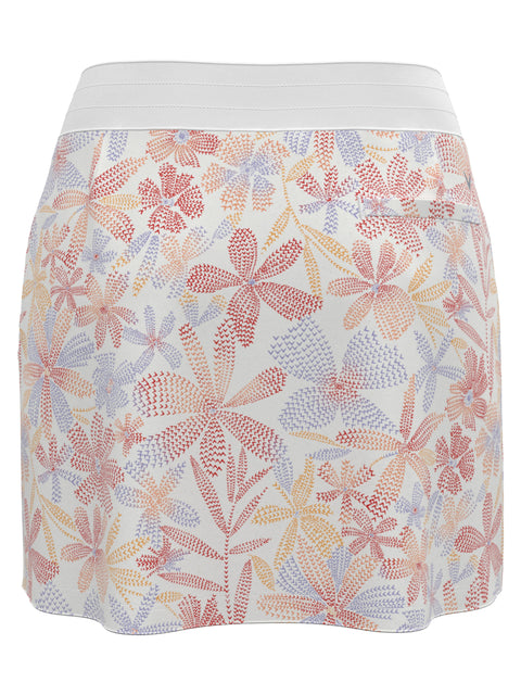16" Abstract Floral Print Color Block Golf Skort (Bittersweet) 