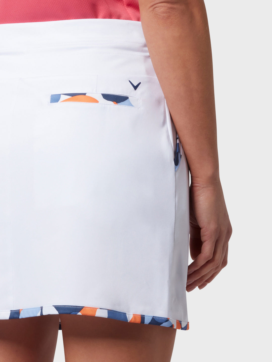 17" Abstract Floral Print Block Golf Skort (Brilliant White) 