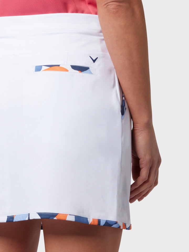 17" Abstract Floral Print Block Golf Skort (Brilliant White) 