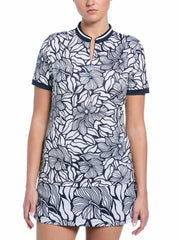 Abstract Floral Golf Shirt (Peacoat) 