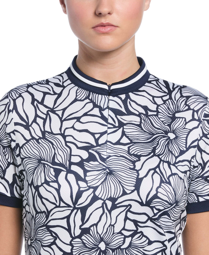 Abstract Floral Golf Shirt (Peacoat) 