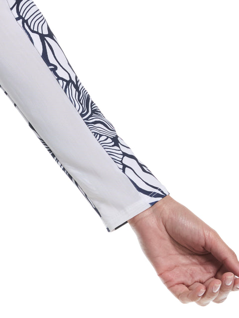 Abstract Floral Print Golf Shirt (Peacoat) 