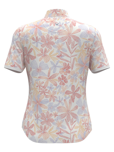 Abstract Floral Print Zip Golf Polo (Bittersweet) 