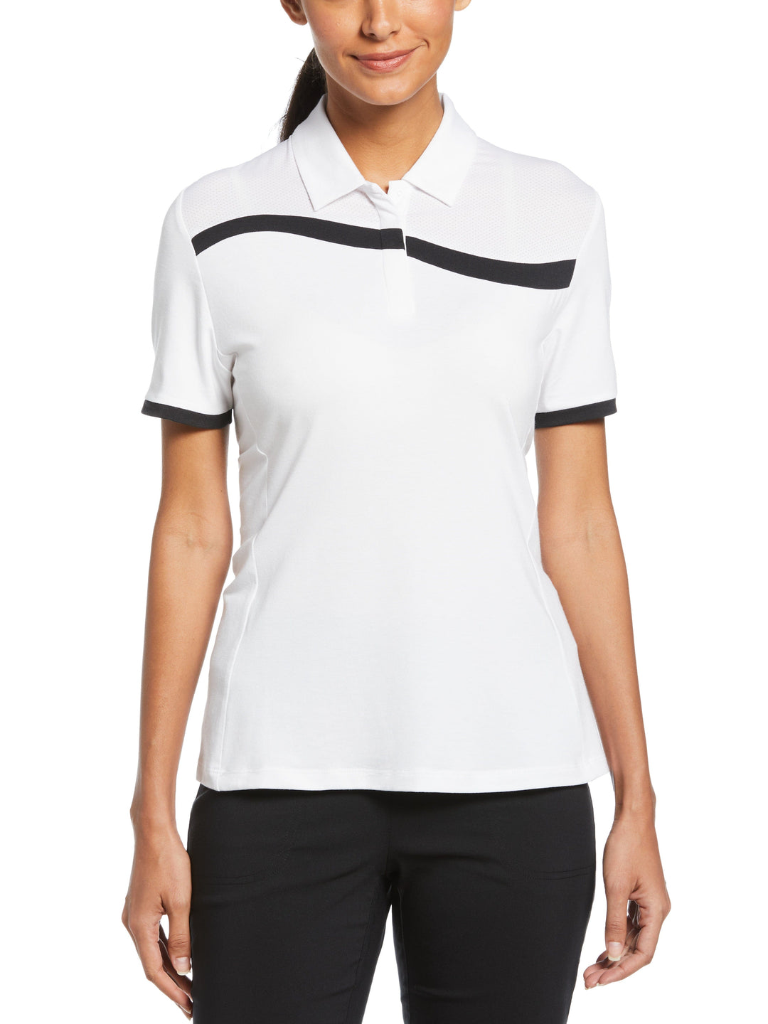 Womens Colour Block Polo (Brilliant White) 
