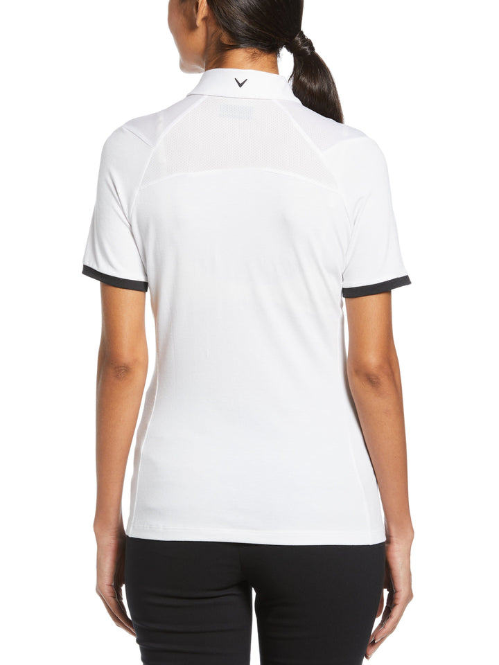 Womens Colour Block Polo (Brilliant White) 