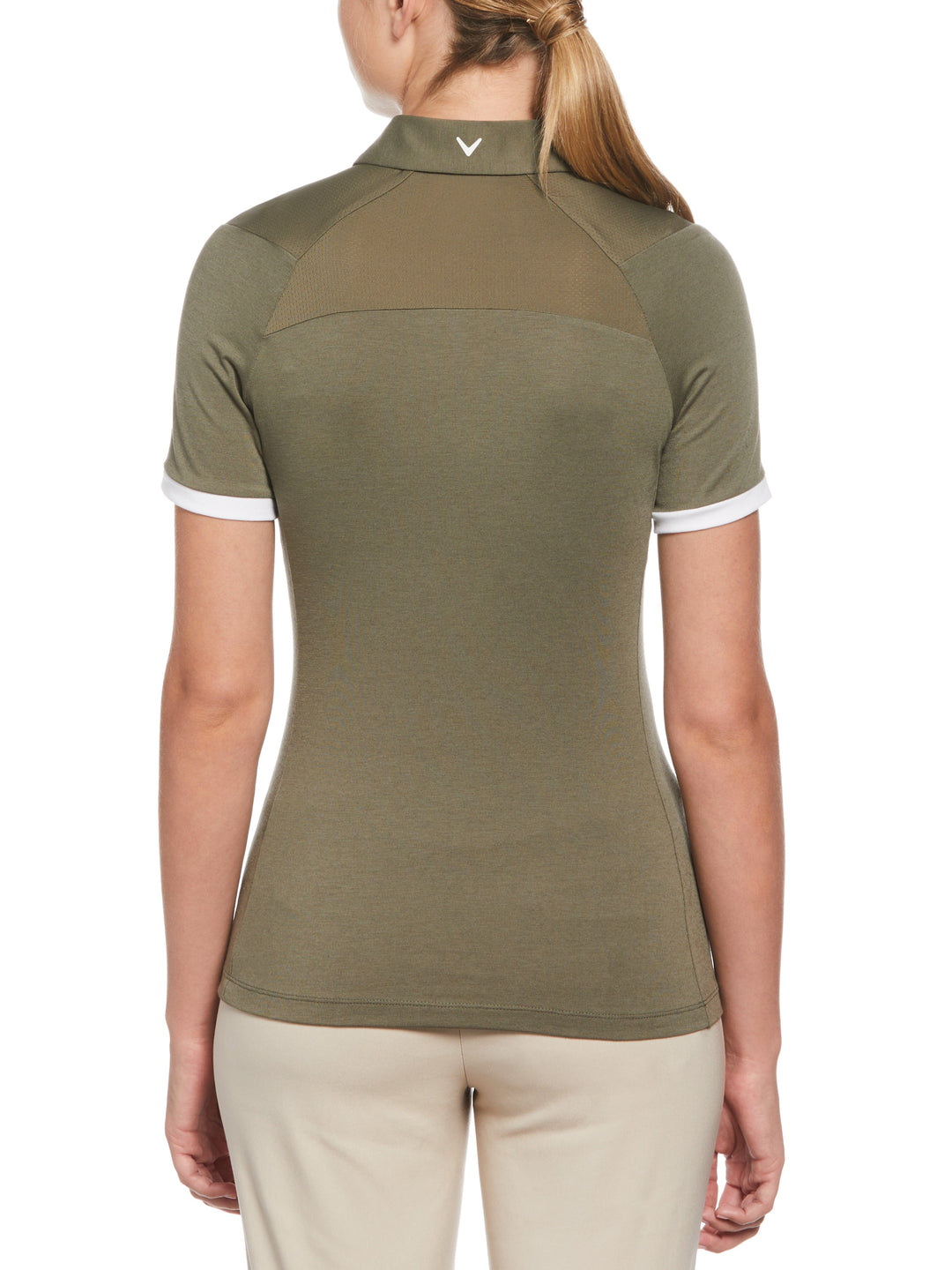 Womens Colour Block Polo (Industrial Green) 