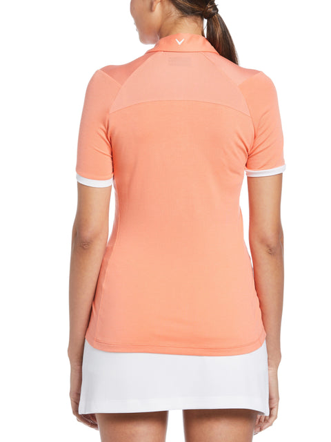 Womens Colour Block Polo (Persimmon) 