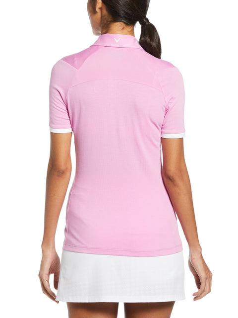 Womens Colour Block Polo (Pink Sunset) 