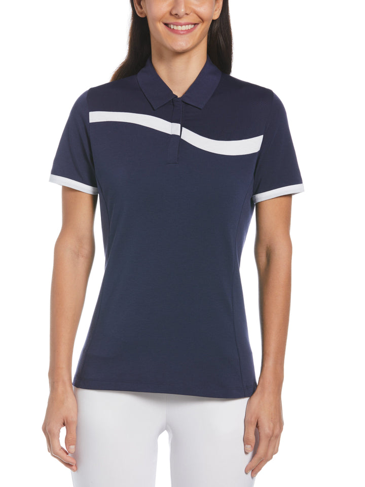 Womens Colour Block Polo (Peacoat) 