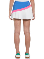 Women's Asymmetrical Color Block Pleated Tennis Skort