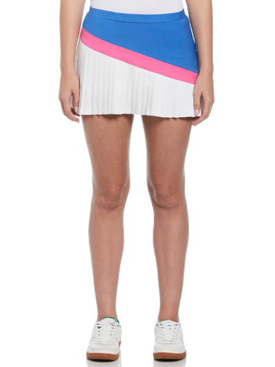 Women's Asymmetrical Color Block Pleated Tennis Skort